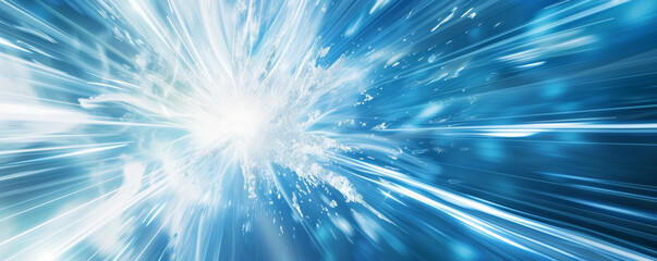 Abstract explosion of blue and white light