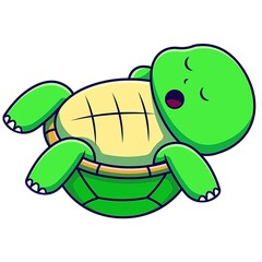 Obraz premium Cute Sleeping Turtle Cartoon Illustration