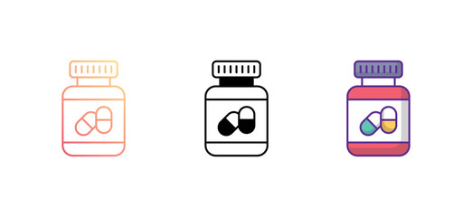 Pill bottle icon design with white background stock illustration