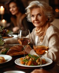 Joyful senior friends celebrating together at a festive party gathering with happiness