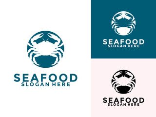 Crab Logo design icon, Seafood Restaurant logo vector template