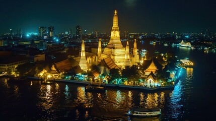 Obraz premium Take photos of the beautiful Wat Arun Ratchawararam Ratchawarawihan in Bangkok, Thailand.