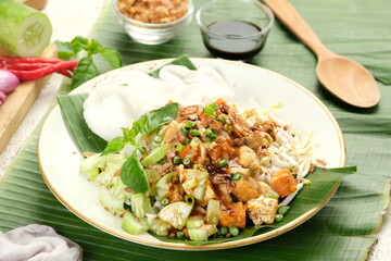 Nasi Lengko or Sega Lengko or Lengko Rice is a traditional vegetarian food from Cirebon, Indonesia