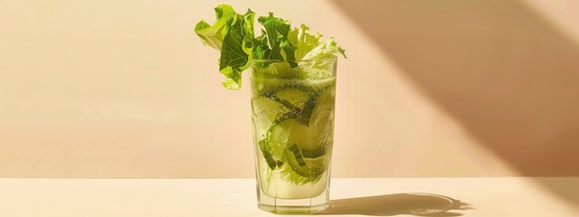 Vegetable Smoothie in Clear Glass, Pastel Colors