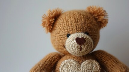 Obraz premium Cozy teddy bear with a heart, for a touch of love and comfort in nursery decor