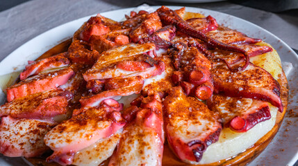 Galician Traditional Style Octopus, Spanish Cuisine, Spanish Gastronomy, Galicia, Spain, Europe