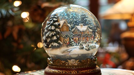 Peaceful  snow globe with a winter scene, for a magical touch to holiday nursery decor
