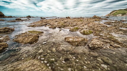 Stony Beach of La Soledad, Laredo, Cantabrian Sea, Trasmiera Comarca, Cantabria, Spain, Europe