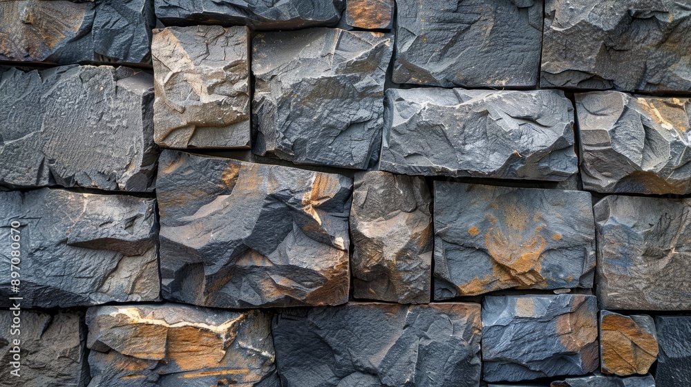 Poster the contemporary architecture features a roughhewn stone wall with a textured surface that adds char