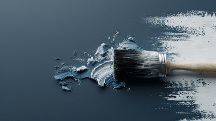 Waterproof roller brush coating with copy space image for text and silhouette