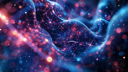 Close-up of cosmic strings with energy pulses illustrating the fabric of the universe