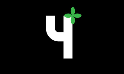 4 Leaf Number Logo Green White Health