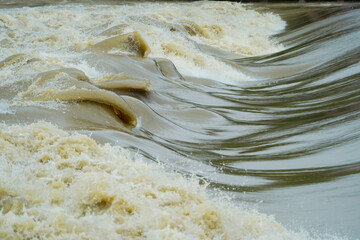 Powerful River Rapids Flowing Nature Water Dynamics Stock Photo, Dynamic River Waves and Turbulence...