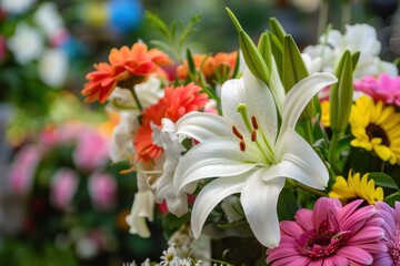 flowers in remembrance or memorial of a person
