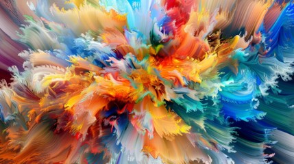 Naklejka premium Vibrant and dynamic composition with colorful swirls exploding outwards in abstract background
