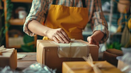 Person Wrapping a Gift Package