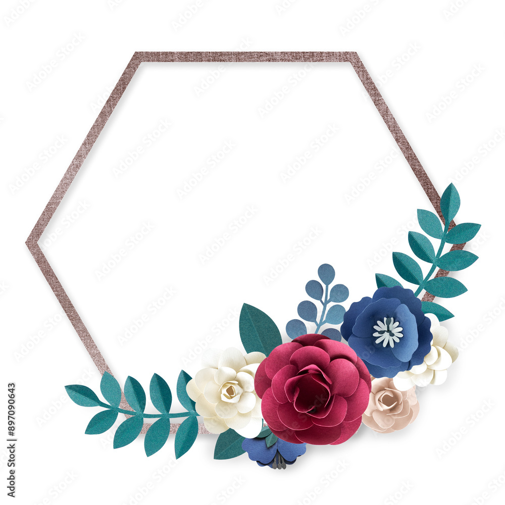 Canvas Prints hexagon frame paper craft flower png design