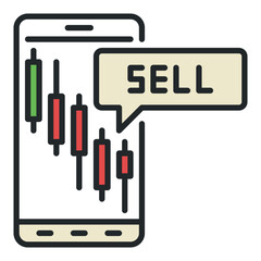 Candlestick Chart on Smart Phone Screen vector price movements colored icon or sign