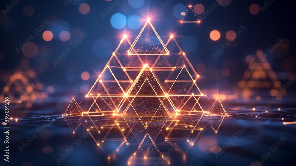 Aufkleber a glowing network of interconnected triangles forming a complex web, symbolizing the intricate natur