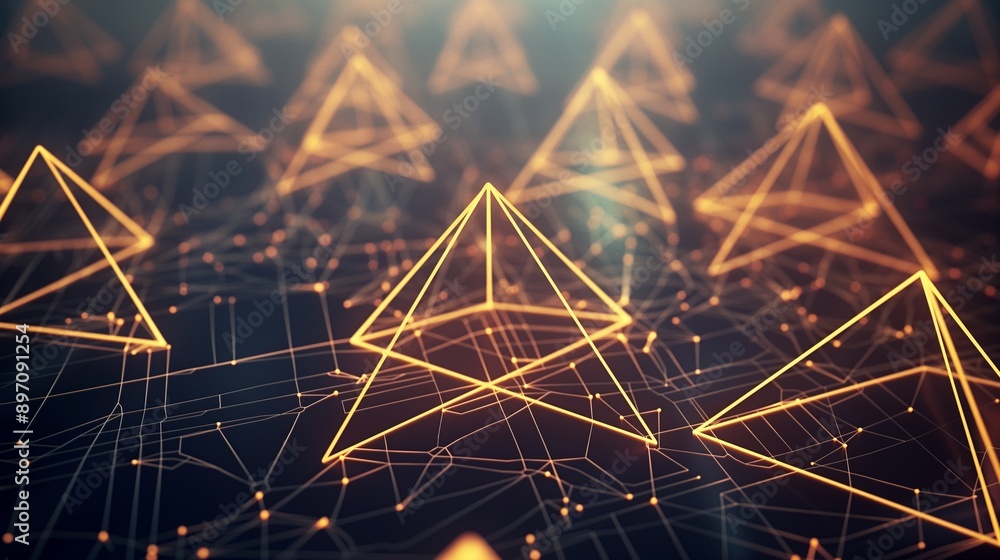 Aufkleber a glowing network of interconnected triangles forming a complex web, symbolizing the intricate natur
