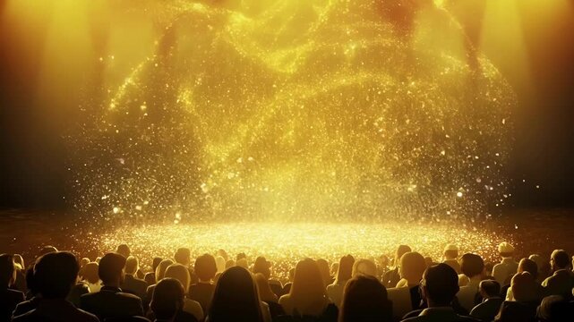 As the curtain rises the dazzling golden stage comes to life with a magnificent animation of glitter and particles captivating the audience.
