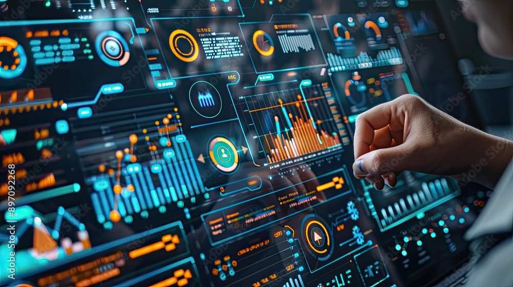 Aufkleber digital marketing concept with data visualizations and icons