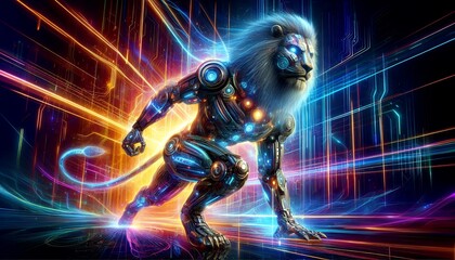 Neon Vanguard: A Cybernetic Warrior in the Digital Abyss