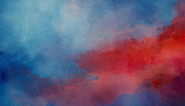 Abstract Watercolor Blend: Vibrant Transition of Red, Pink, and Blue Hues Merging into a Gradient. Patriotic Themes Background for USA President Election and Voting Vote