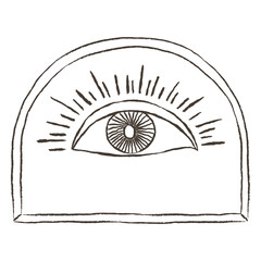 Spiritual eye doodle png sticker, transparent background