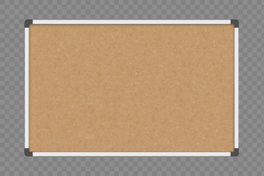 Office cork bulletin board template for business. Mockup isolated on a transparent background. Vector illustration