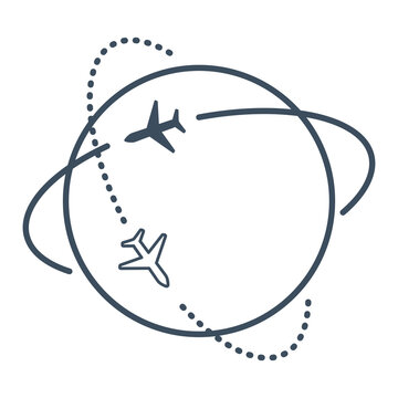 airplane travel around globe icon clip art preview