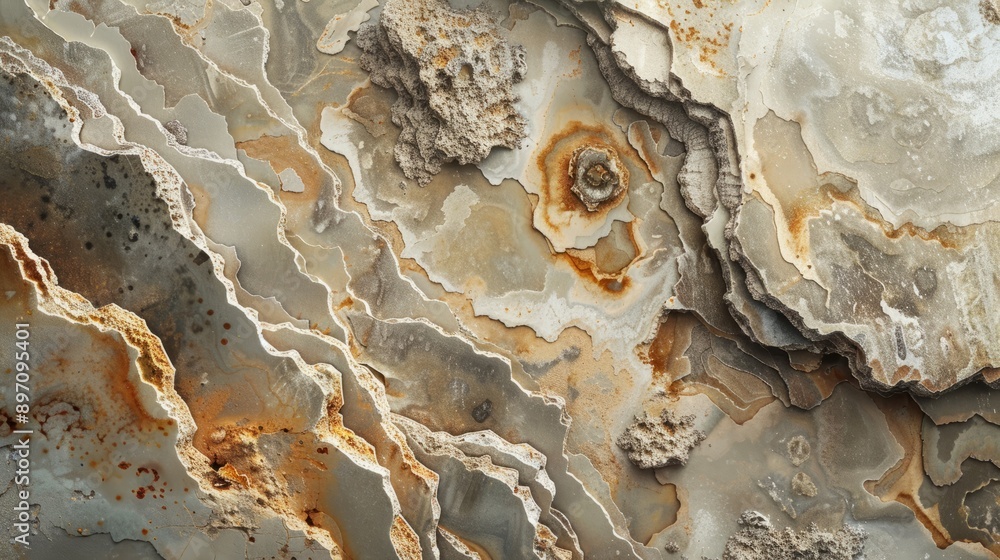 Poster an upclose view of fossilized rock layers displaying intricate, detailed patterns