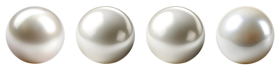 Set of pearl isolated transparent background, PNG set 