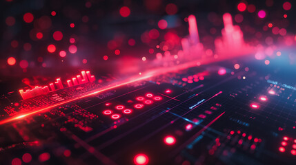 Dynamic stock market scene featuring data processing elements and diagrams, representing financial data analysis and trends.