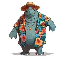 Dugong Festival animal fashion cartoon isolated whitebackground 16:9