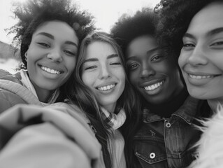 Group of friends capturing memories with smartphones