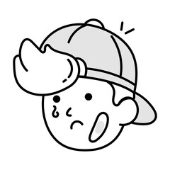 Girl enjoying swimming party, doodle icon 

