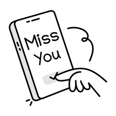 Boy watching fishbowl, hand drawn icon 

