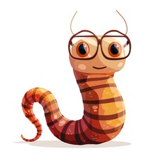 Fototapeta premium Earthworm Geek Chic animal fashion cartoon isolated whitebackground 16:9