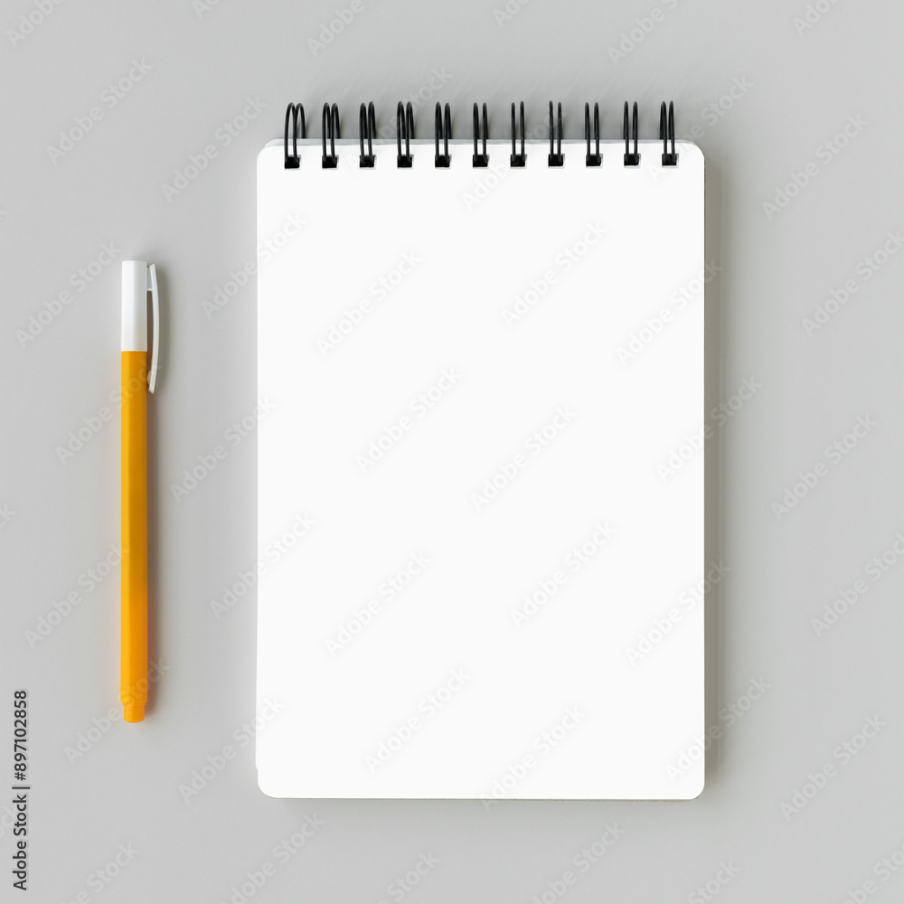 Poster blank notebook with a pen design element