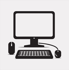 computer vector silhouette on white background