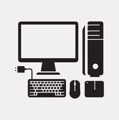 computer vector silhouette on white background