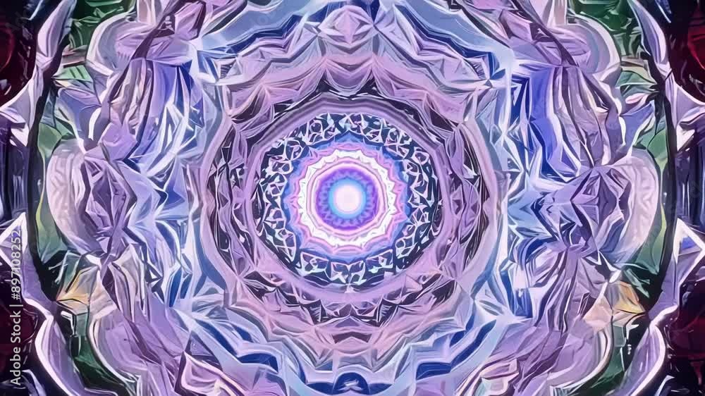 Poster an abstract mandala with swirling shapes and patterns creating an otherworldly effect transporting t