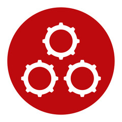 Red Settings Icon, Isolated on White