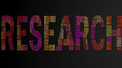 Colorful Research Word Cloud Art..