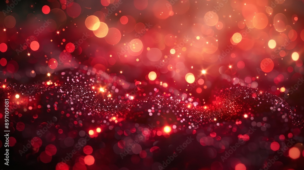 Poster a mesmerizing backdrop filled with abstract red glitter and sparkling bokeh lights