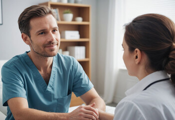 Obraz premium A mental health professional offering therapy to a patient (Healthcare). 