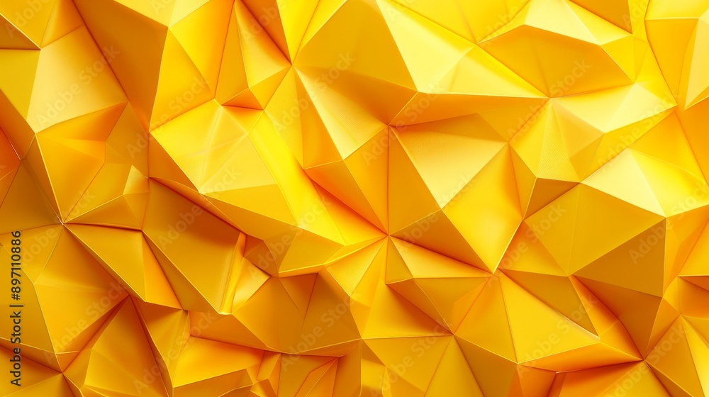 Poster threedimensional abstract geometric shape design with a striking yellow color scheme