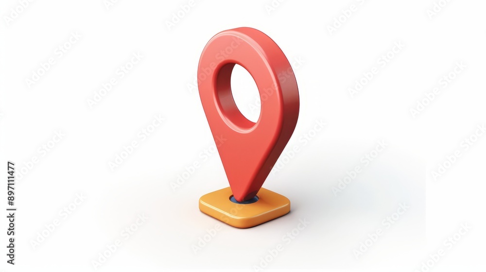 Aufkleber The red 3d location pointer icon with a yellow base stands out against a simple white background