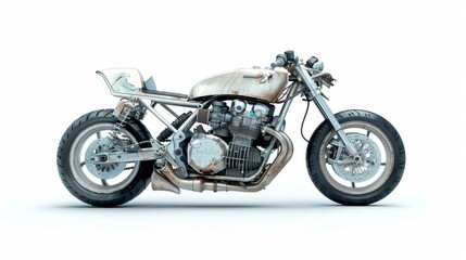 Obraz premium Damaged Motorcycle from Accident Isolated on Plain White Background